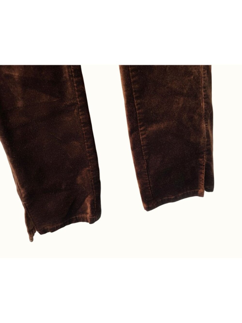 PAIGE Chicory Coffee Velvet Slim Straight Pants Womens Sz 28 Slit Hem Stretch - Picture 4 of 10